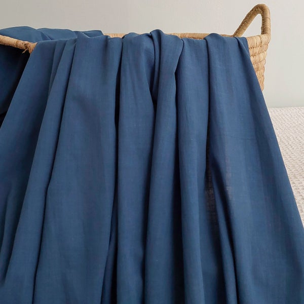 Pellava-puuvilla, denim sininen