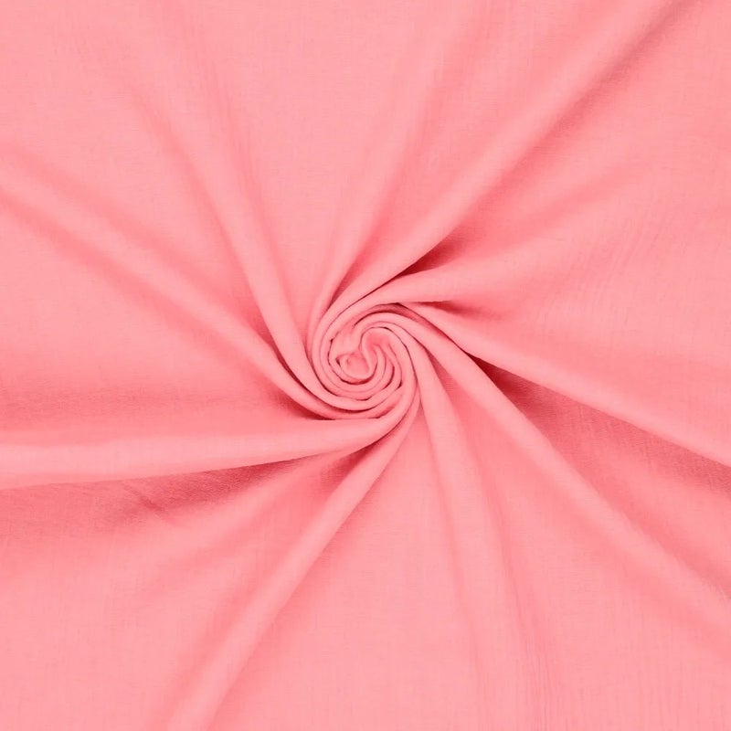 Double gauze harsokangas, korallinpinkki