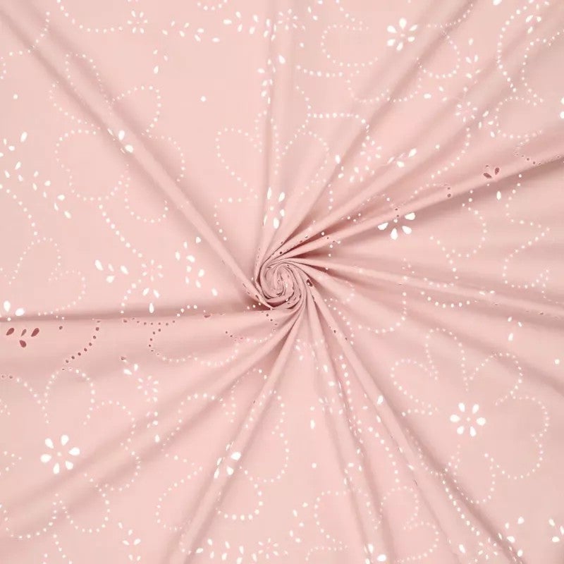 Kukkareik&auml;kuvioitu puuvillavoilee, vanha roosa