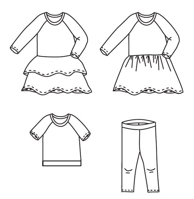 Mimmi nuken mekko, hame, paita ja leggings PAPERIKAAVA