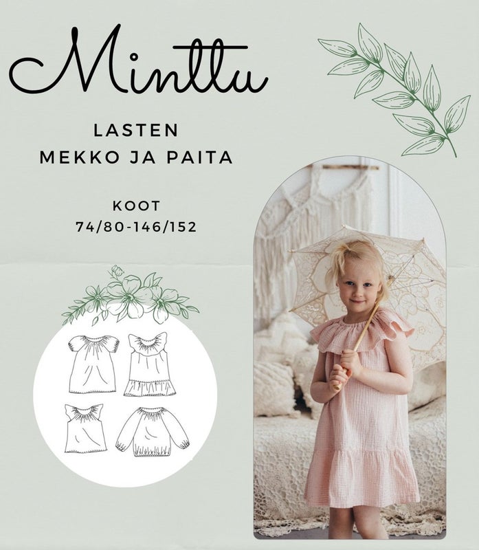 Minttu lasten mekko paita ja toppi PAPERIKAAVA