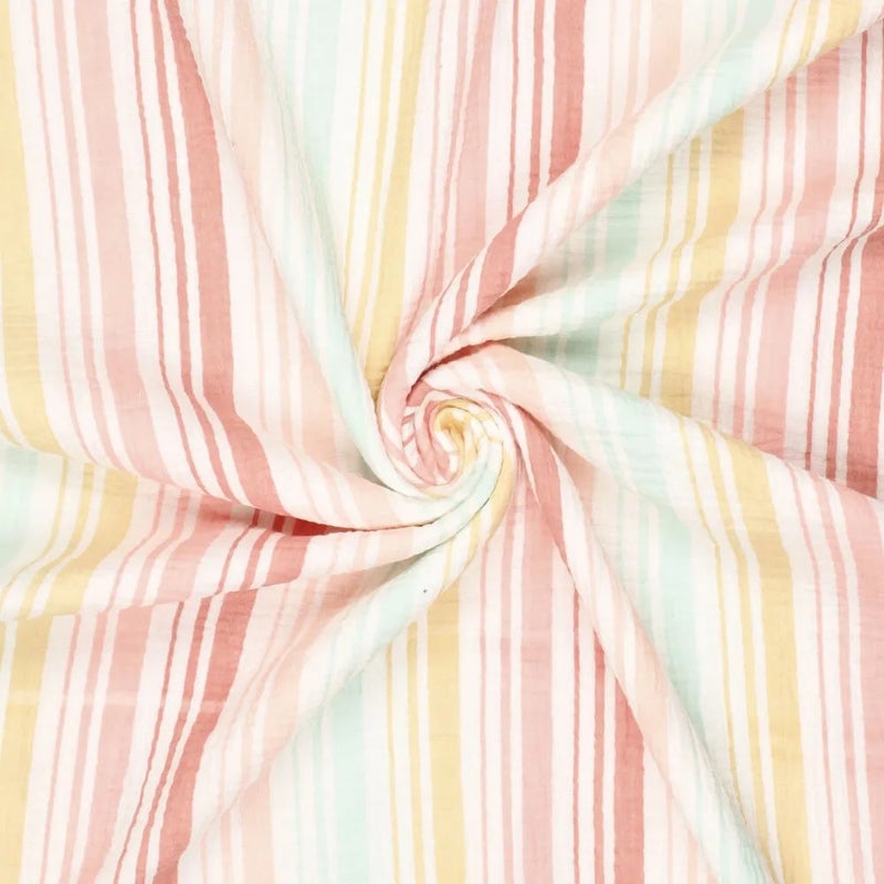 Beach, raidallinen double gauze harsokangas