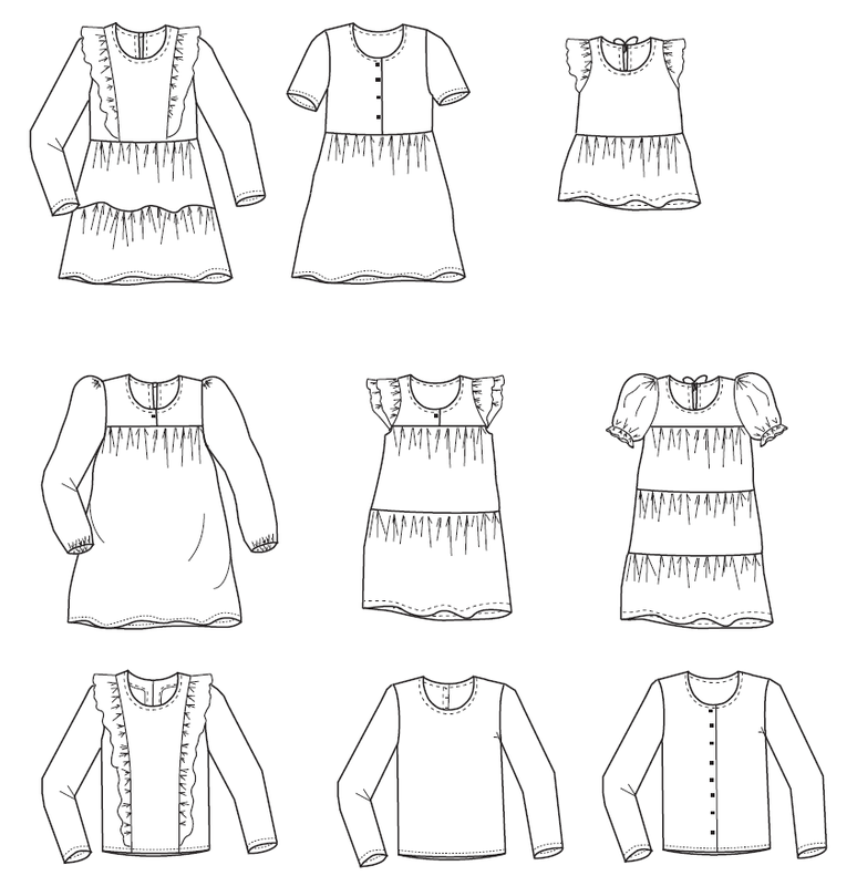 Roosa lasten r&ouml;yhel&ouml;mekko ja paita PDF-KAAVA